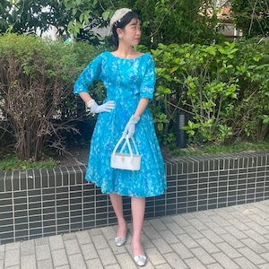 VINTAGE 50's blue chiffon dress