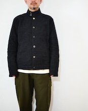 kujaku - Box Silhouette Wool Jacket :Black|二重織り/裏起毛“表使い”/バイオウォッシュ