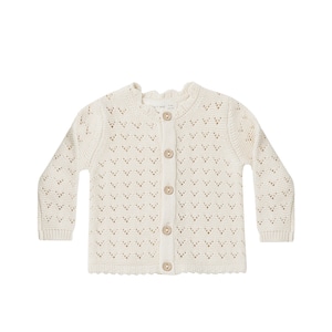 QUINCY MAE/scalloped cardigan/Natural