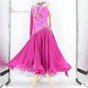 社交ダンス 衣装 タカダンス TAKADANCE スタンダードドレス ワンピース ドレス スタンダード フロート デモ 競技 ダンス パーティ 発表会 フリル レース ピンク系 パープル系 かわいい ゴージャス 競技用 ショーステージ用 オシャレ 豪華