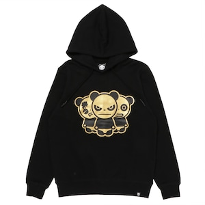 送料無料 【HIPANDA ハイパンダ】メンズ 3パンダ フーディー スウェット MEN'S BASIC TRIO LOGO GOLD PRINTED HOODIE  / BLACK