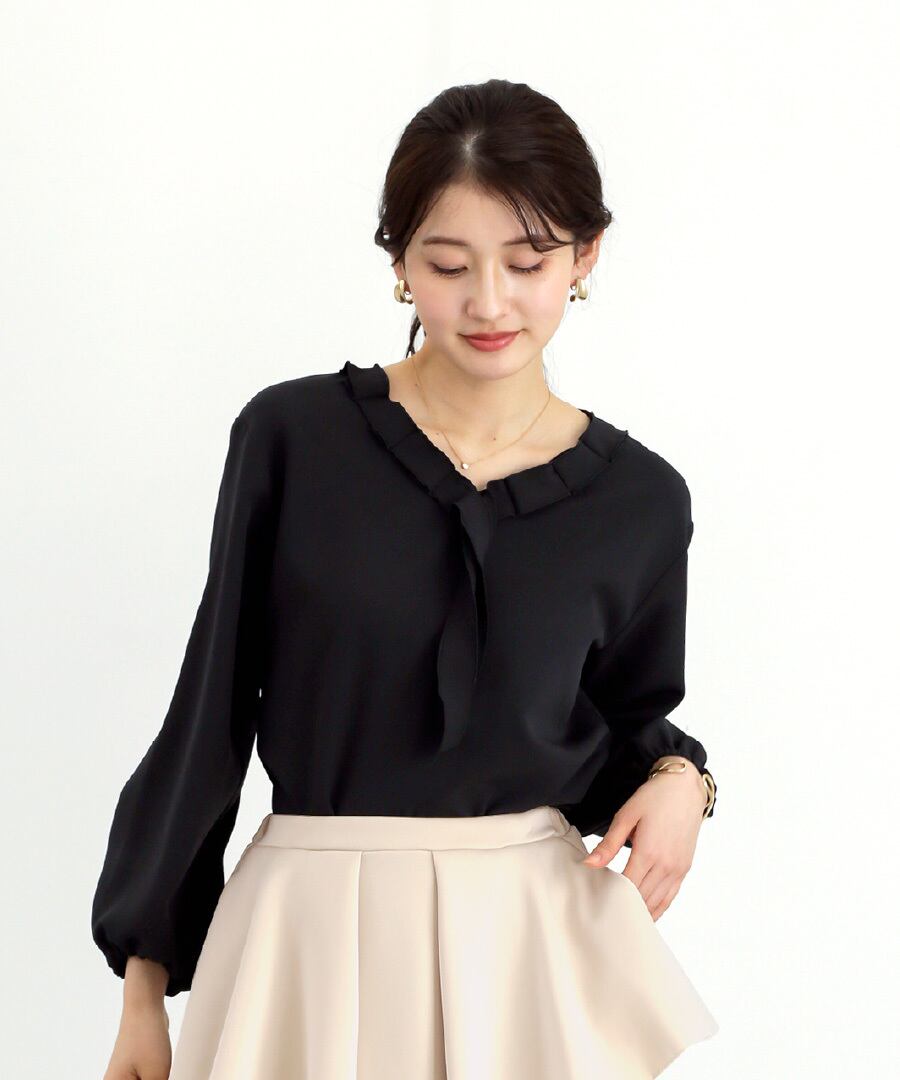 SALE 50％OFF】【 ディテールで魅せる 】 ダブルクロス・タックフリル