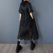 フード付き ジップアップ レースワンピース  30106