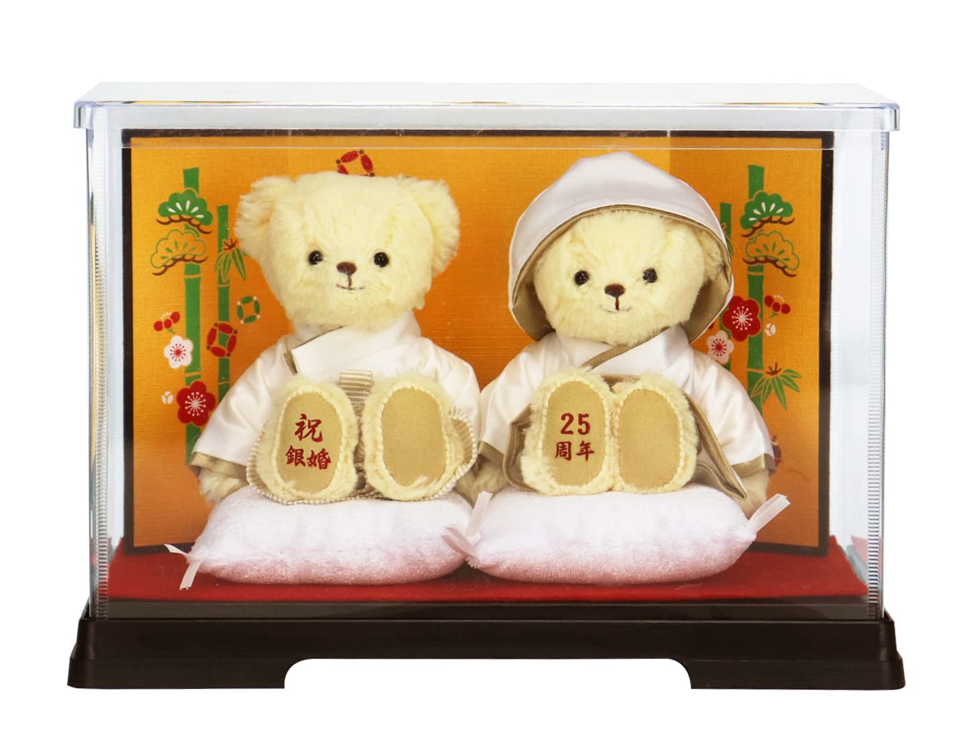 【新着特価】【プティルウ】 銀婚式 ベア (12cm 4S サイズ) (金屏風ケース ノーマル)
