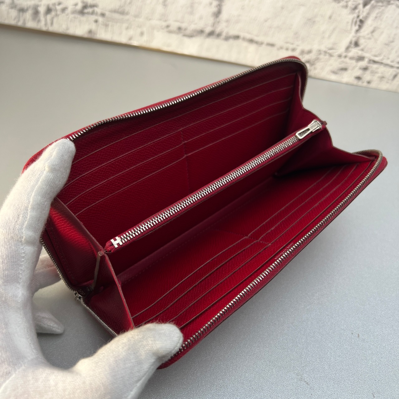 HERMES エルメス  アザップ ロング P刻印  長財布 レッド A-9717