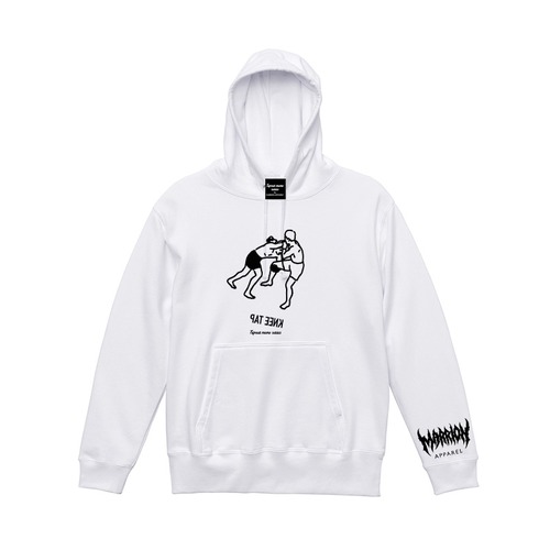M【裏パイル】Tapoutmemo～Knee Tap Hoodie (White×Black)