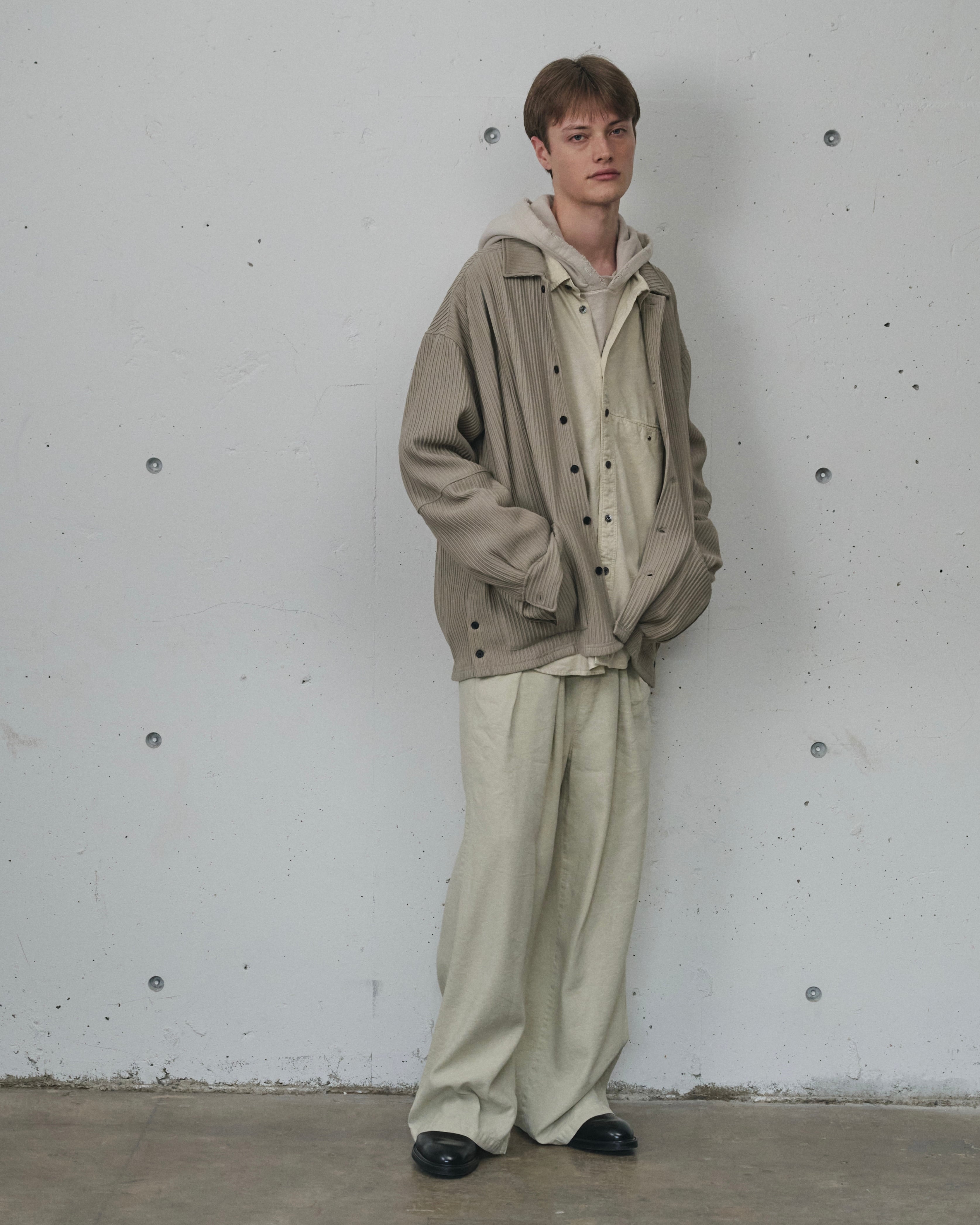 ANCELLM / WRINKLED STRIPE SHIRT(GREIGE) | THE MODERN AGE