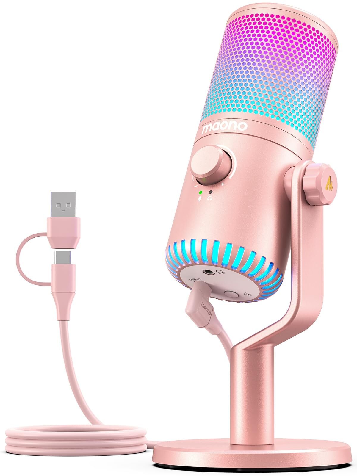 新品未使用　MAONO ゲーミングマイクセットUSB &XLR接続　ピンク 新品 MAONO ゲーミングマイク USB XLR接続 ダイナミックマイク 専用