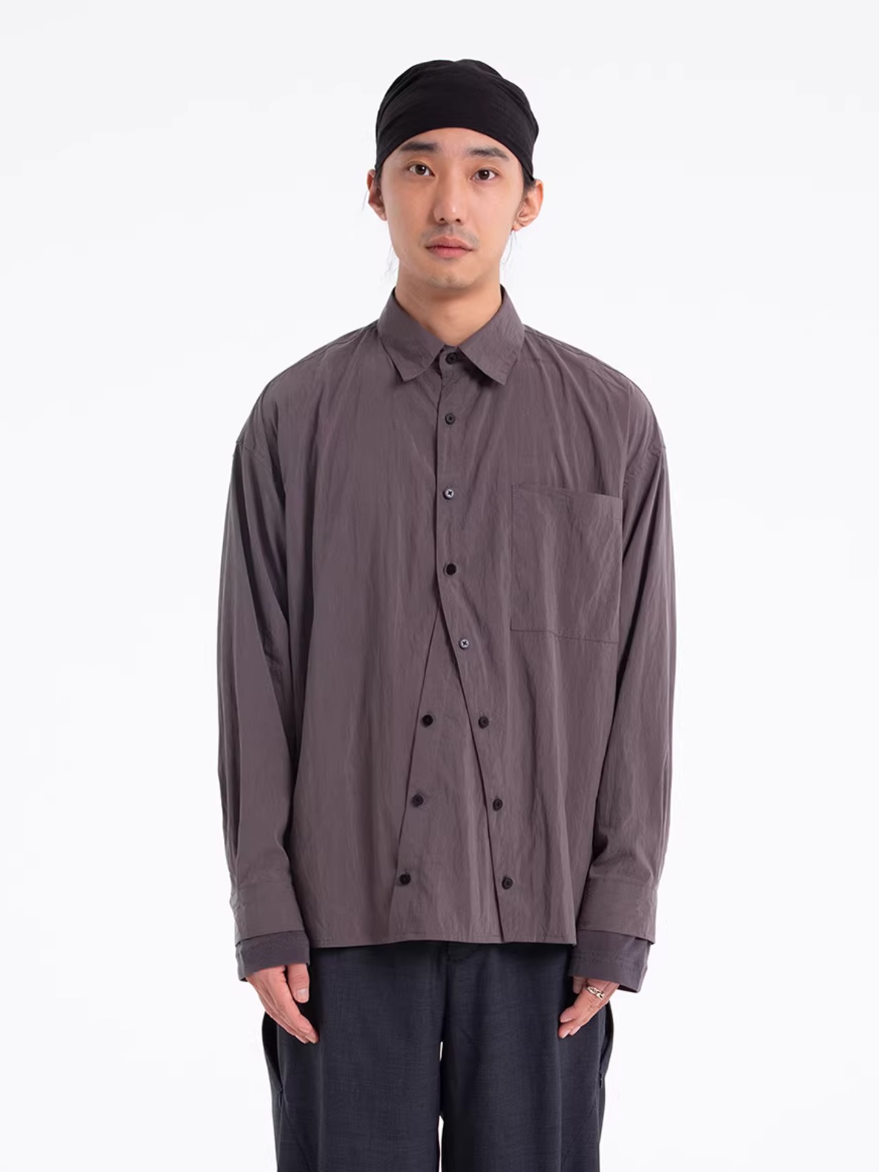 UNDERMINE Curved Placket Tencel Shirt