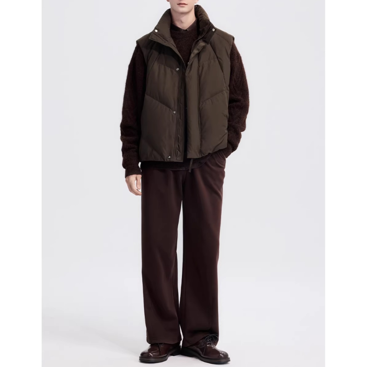 ボタンアップ ヒップ丈ダウンベスト af0431