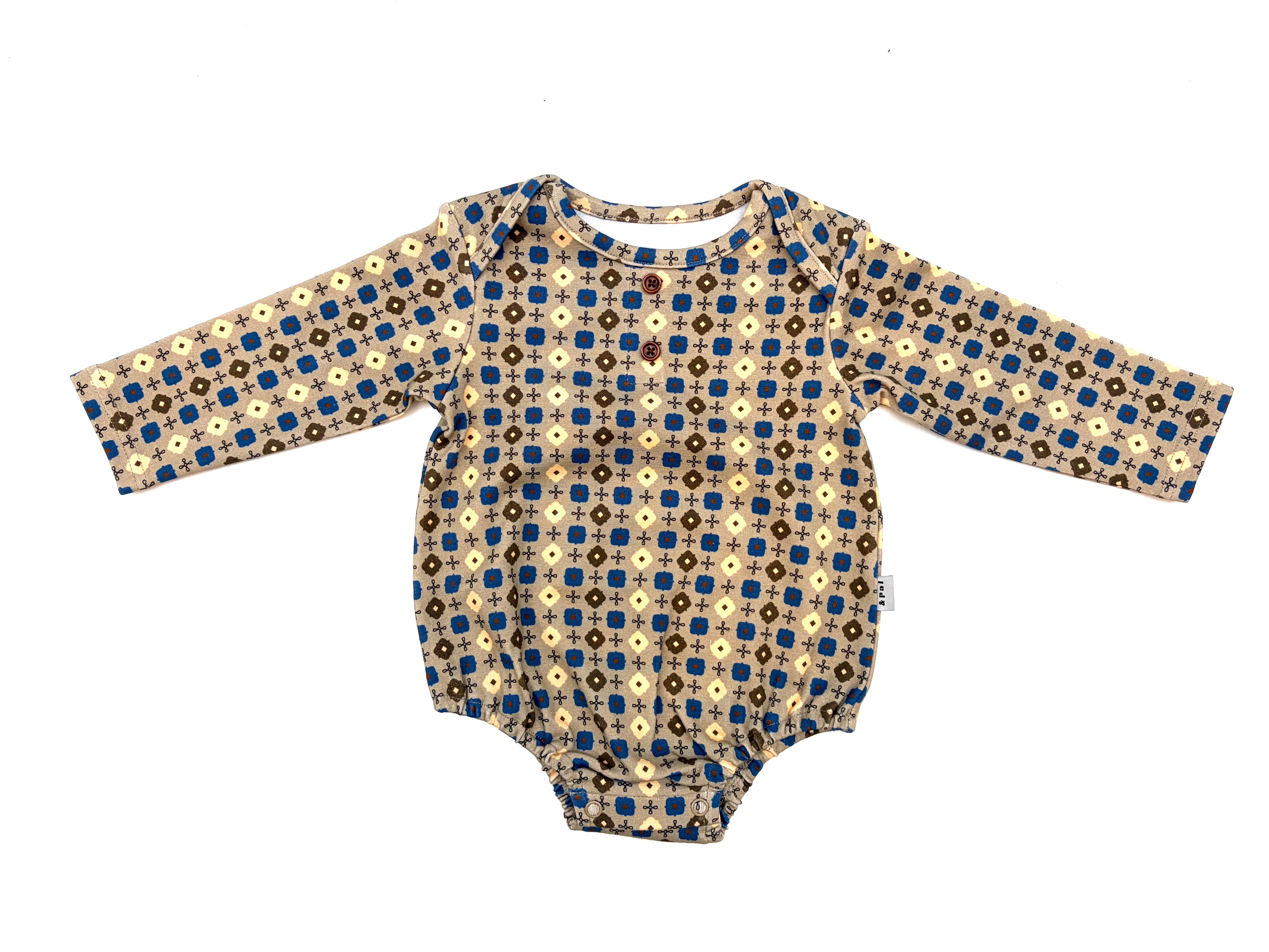 【26AW】&PAL(アンドパル)幾何学柄ロンパス グレー (70/80)