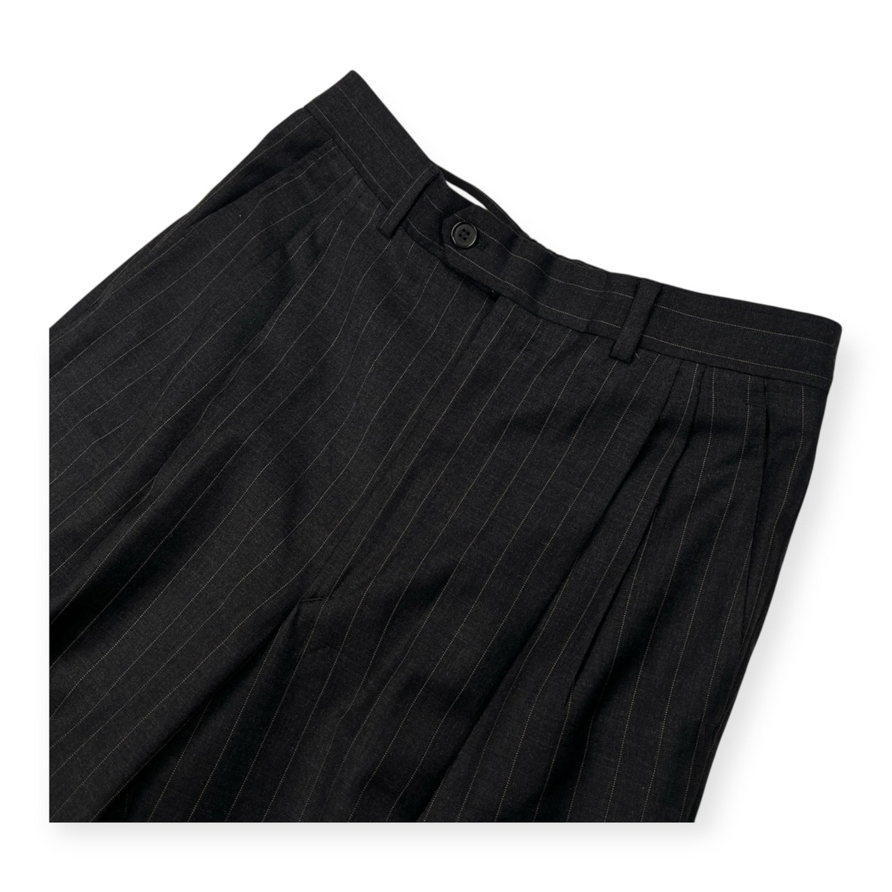 イタリア製 GIULIANO CAPONI ジュリアーノカポーニ ロロピアーナ ストライプ セットアップ 3B スーツ 44/6/R /チャコールグレー×ゴールド系/メンズ