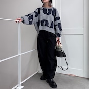 フルロゴWフェイスニットPO/グレー