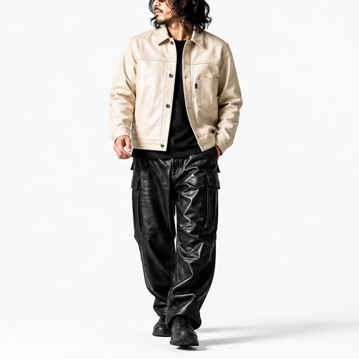 2026SS MOSSIR Panther モシール パンサー レザーカーゴパンツ（Black