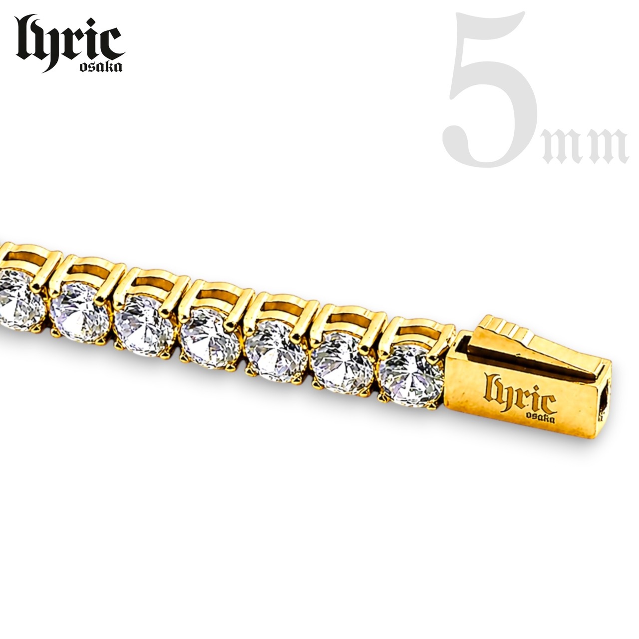 【最高級】stainless316L 5mm 16cm luxury tennis bracelet  gold