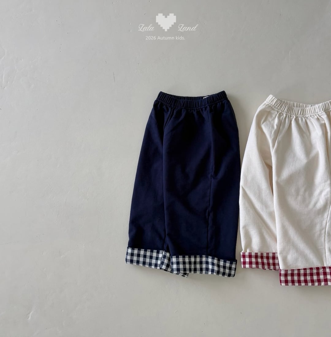 送料無料【予約】/ kidsチェック配色パンツ /lalaland
