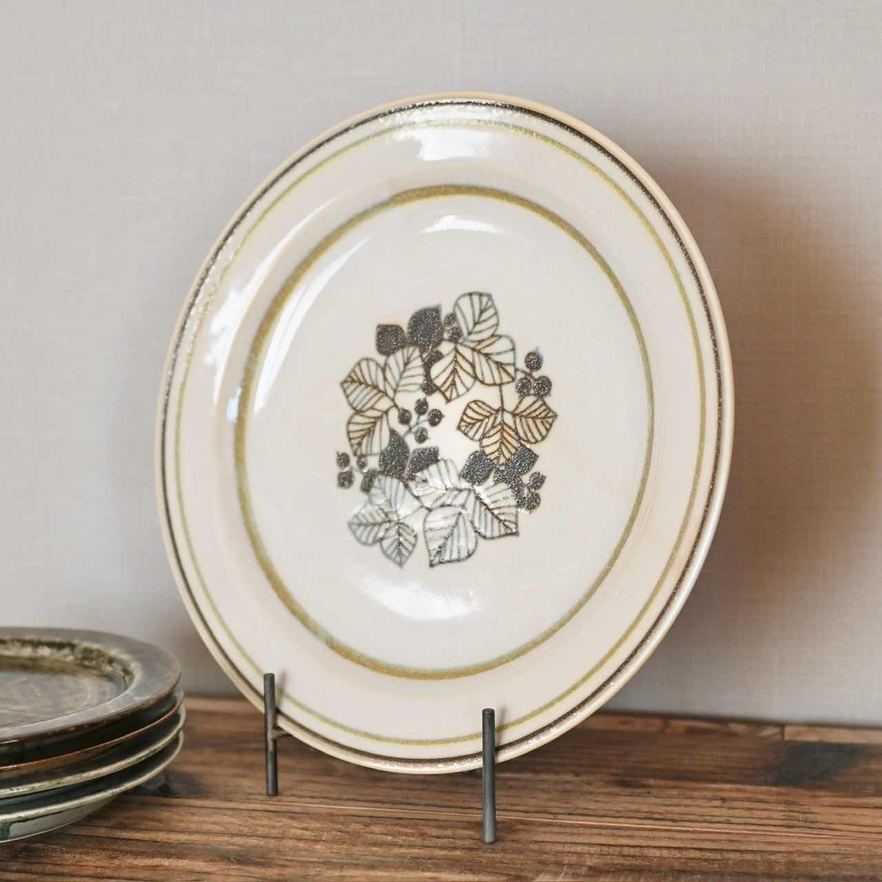 【 完売 】ANYWARE PLATE フイユ|美濃焼 花柄 大皿 イエロー ブラウン 昭和レトロ モダン 日本製 食器 うつわ 雑貨屋