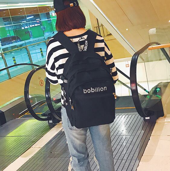 リュックサック キャンパス バッグ 韓国 ブラック