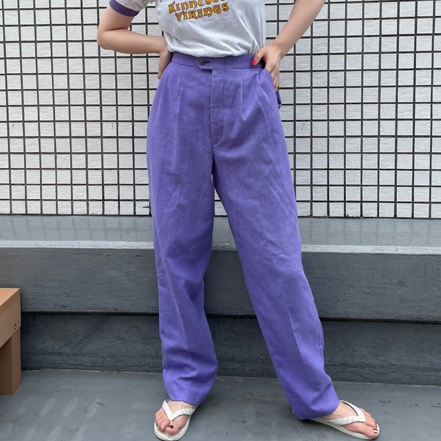 US purple tuck pants
