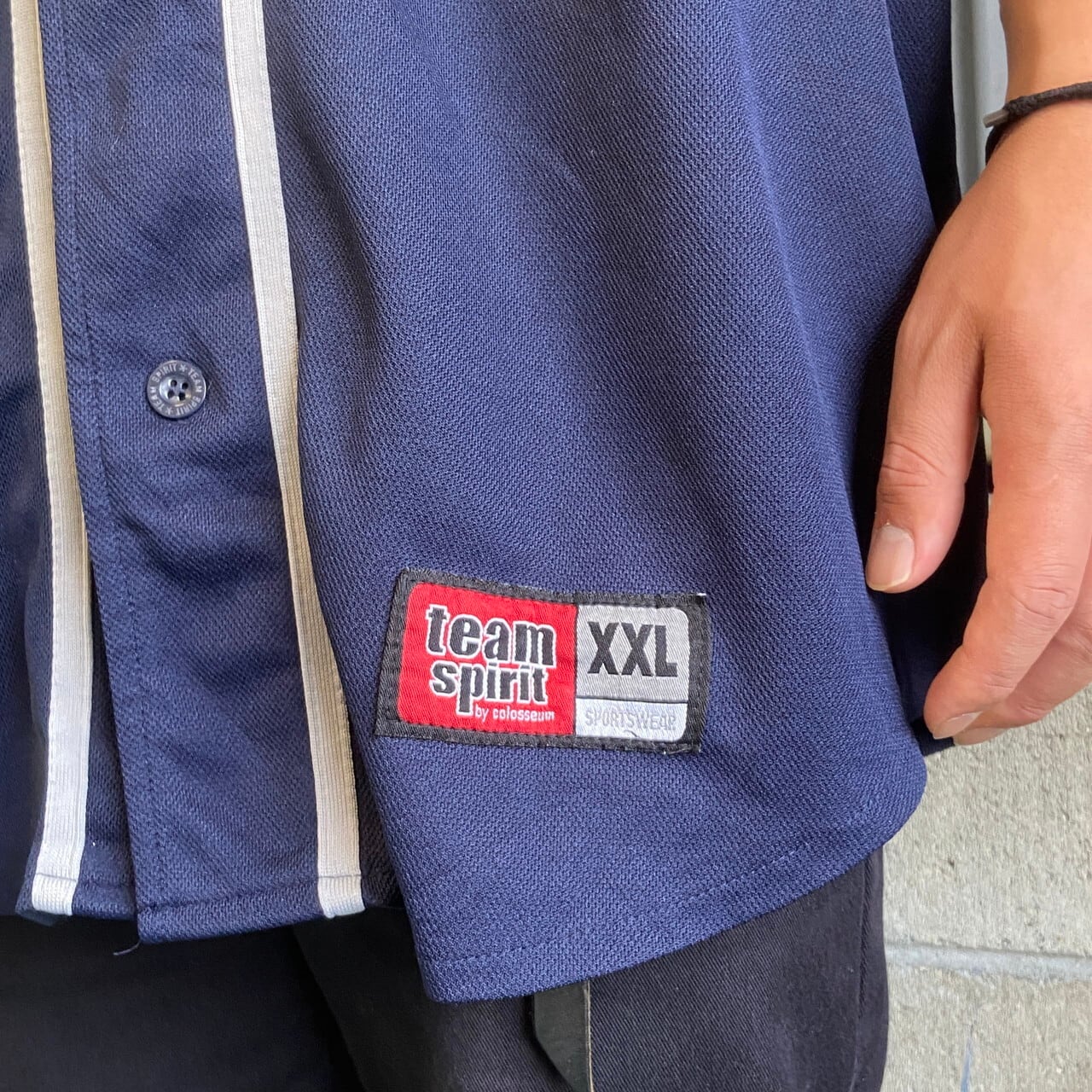 TEAM SPIRIT ニューヨーク ベースボールシャツ メンズXL 古着 ネイビー