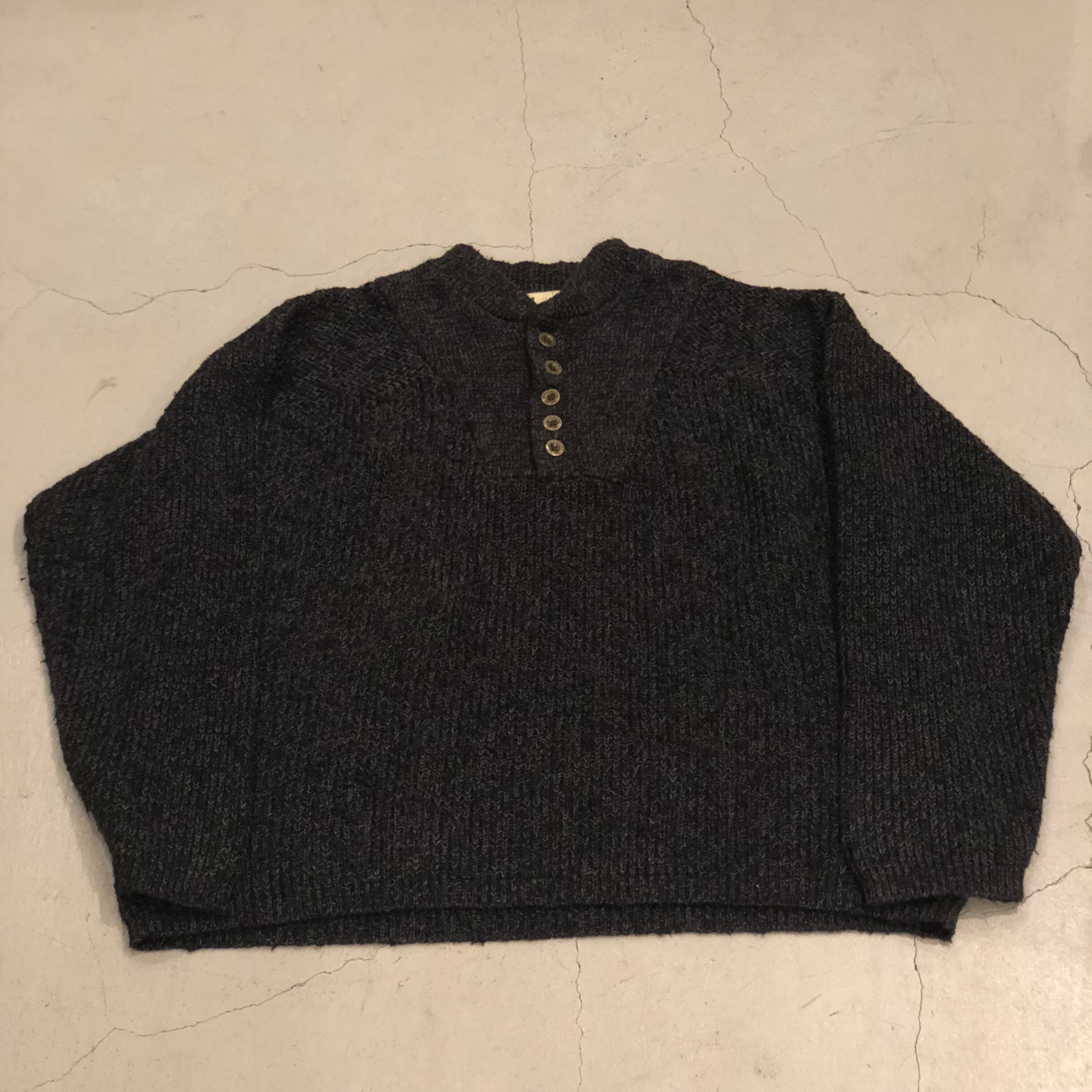 90s Eddie Bauer half button cotton knit【高円寺店】