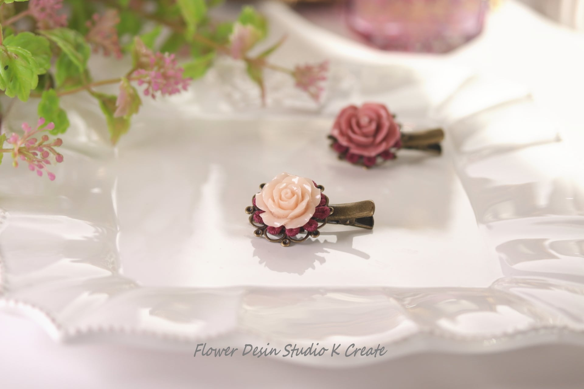 薔薇ピンクベージュ お召し 薔薇ピンクベージュ お召し