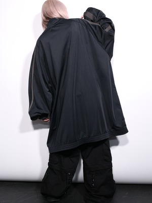 ”Reebok” XXXLT super over silhouette black satin track jacket