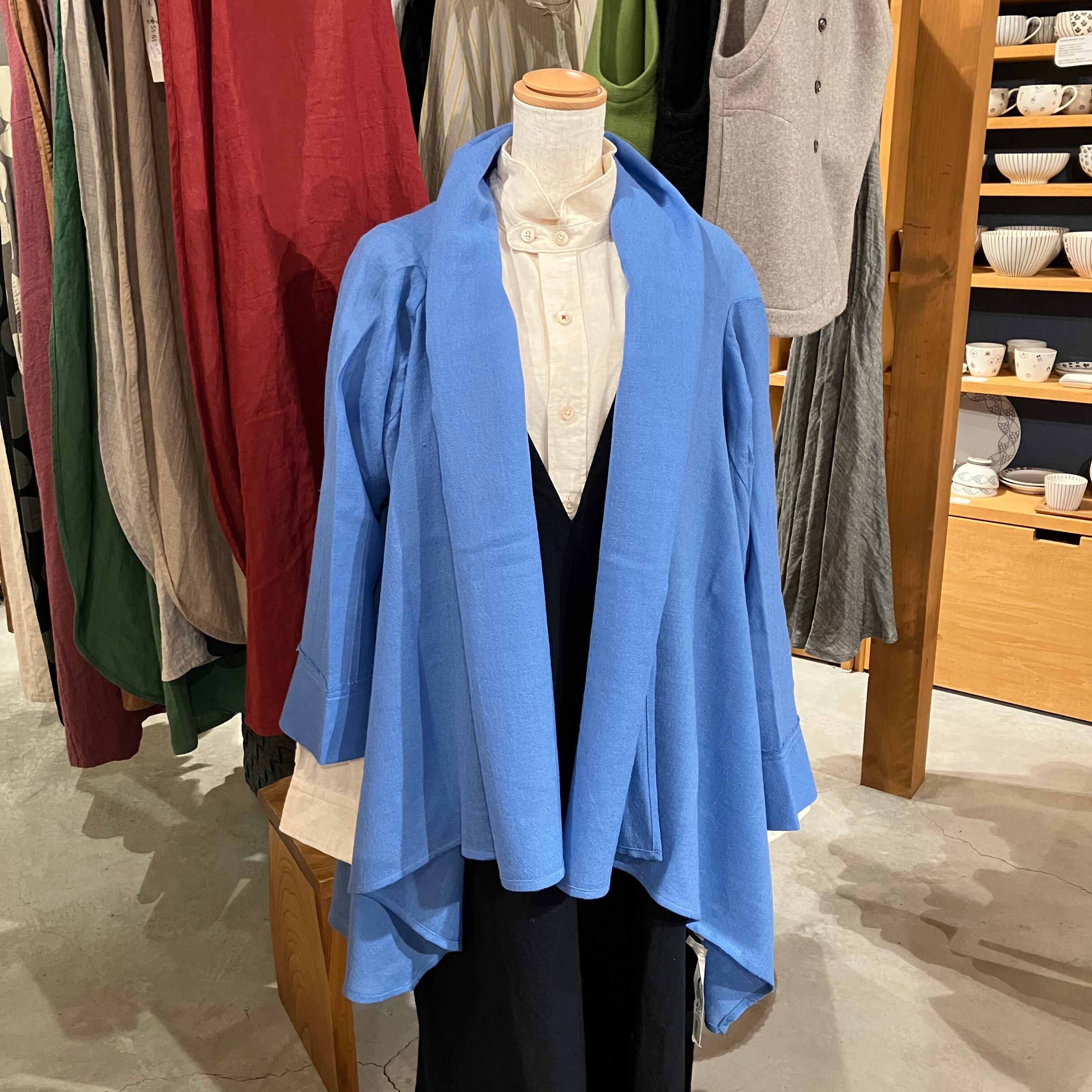 軽くてあったかい 袖付きストール ウールガーゼ ブルー Sa-Rah