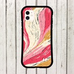 受注生産 iPhoneケース ピンクと金色の筆跡抽象柄｜抽象アート PABS099B