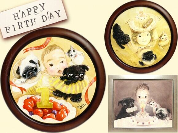 オーダーメイド絵画／子ども似顔絵・ペット肖像画】額縁入り・送料無料