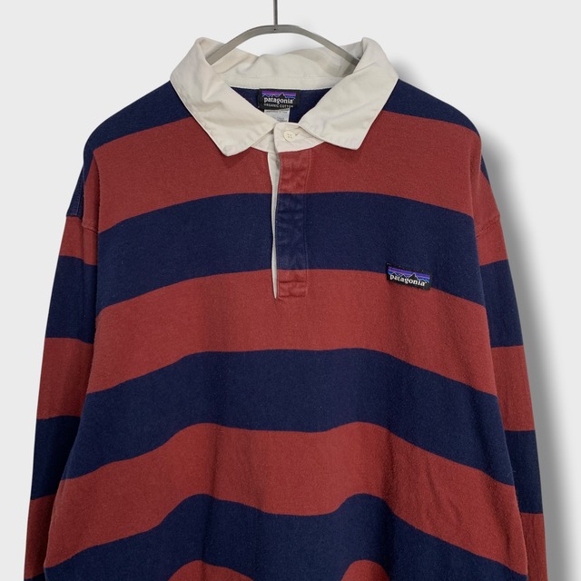 patagonia パタゴニア　ボーダー柄ラガーシャツ　太ボーダー　エンジ　XL