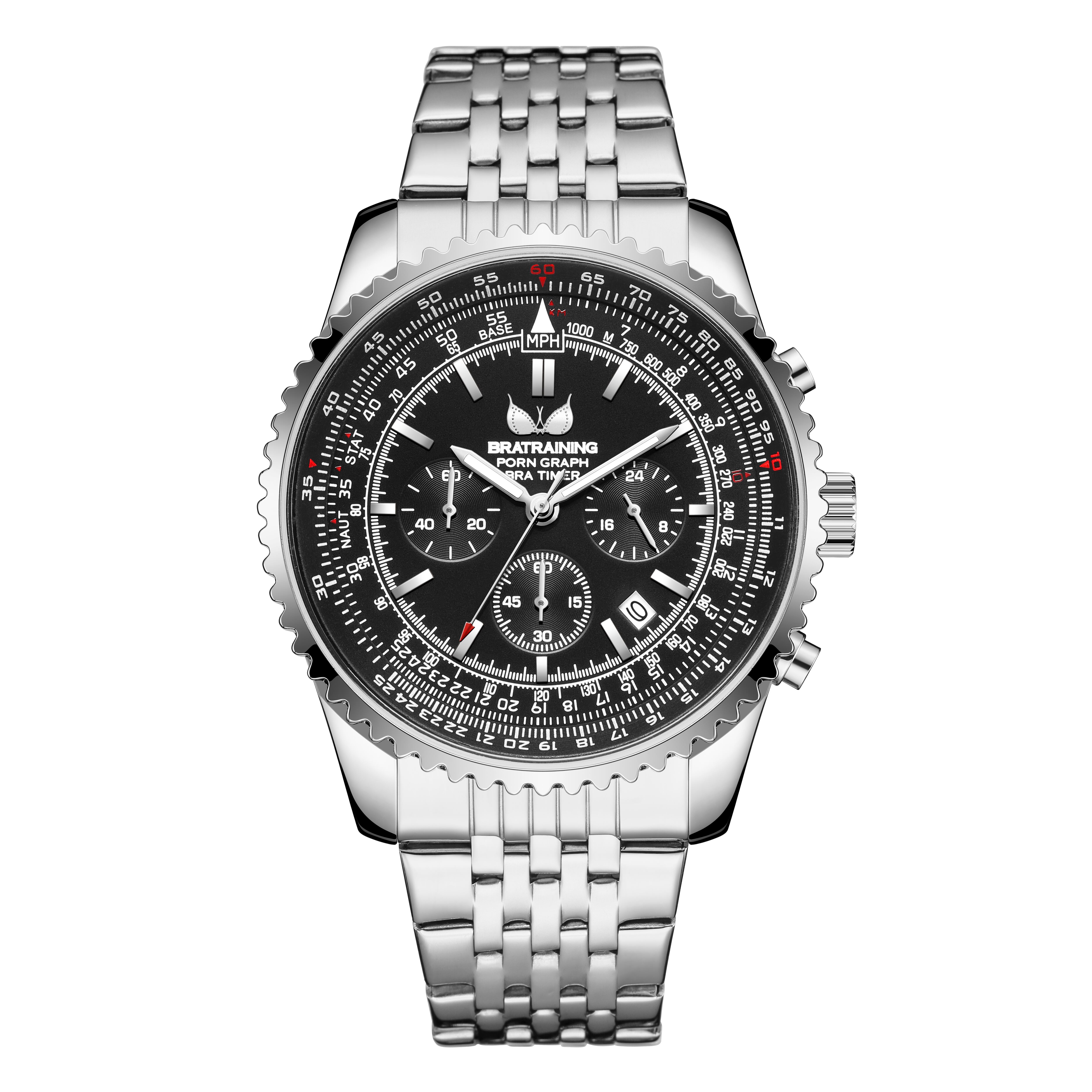 【BRATRAINING】CHRONOGRAPH WATCH METAL BLACK ORIGINAL BRATRAINING メンズ腕時計メンズ ウォッチ 日本製ムーブメント 男性用腕時計