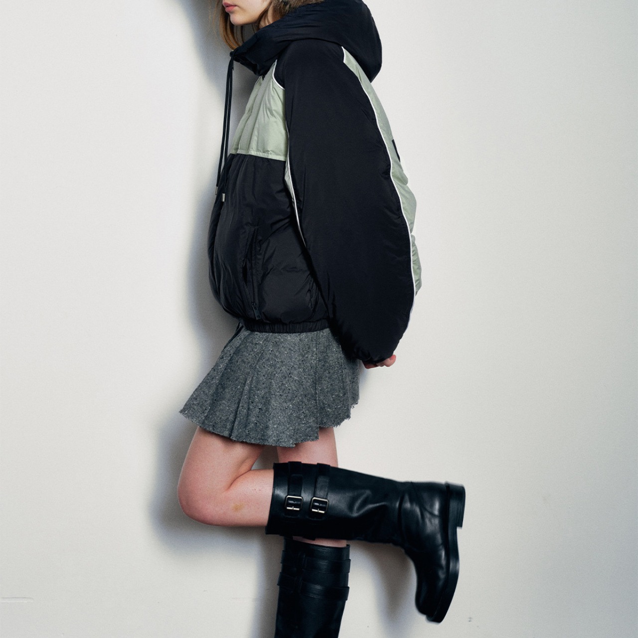 Color Block Zip-Up Blouson T4040