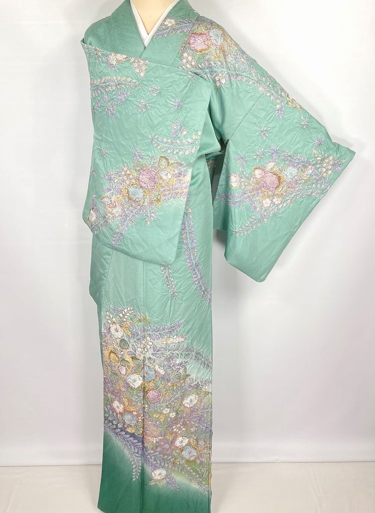 tomihisa訪問着新品 さが美謹製 鳥 着物 トールサイズ 正絹 仕付け糸付