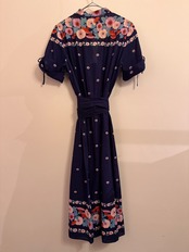 1970s Bety Barclay フラワープリントネイビードレス