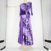 社交ダンス 衣装 スタンダード 上下セット ツーピース パーティ衣装 オールシーズン ICHIOKU イチオク 紫 パープル系 シルバー系 花柄 パーティドレス ドレスアップ 薄手 軽量 きらめき おしゃれ シルエット フローイング コスチューム ダンスウエア 春夏秋冬 フェミニン エレガント 人気モデル レディース サイズ調整可能 ストレッチ素材 ポリエステル ポリウレタン