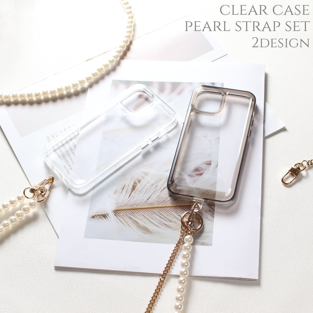 iPhone ケース クリア ショルダー iPhone15 iPhone14 iPhone13 iPhone12 mini 11 Pro MAX ストラップ パール チェーン スマホケース 大人可愛い