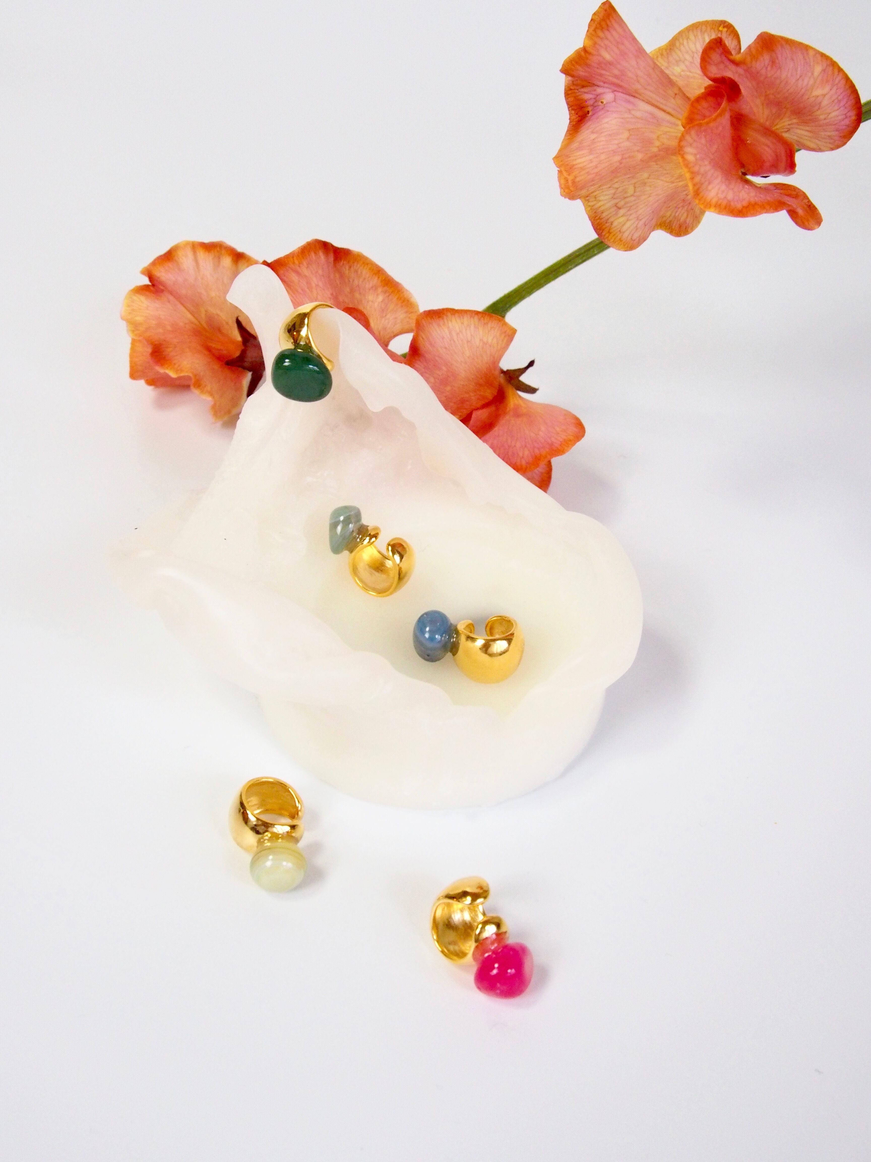 "Agate metal ear cuff " - reversible -【 nostalgia 】