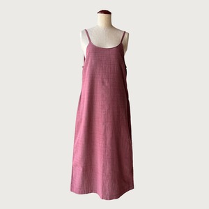 【遠州織物】春夏に映える キャミソールワンピース ストラップ調整可能｜赤