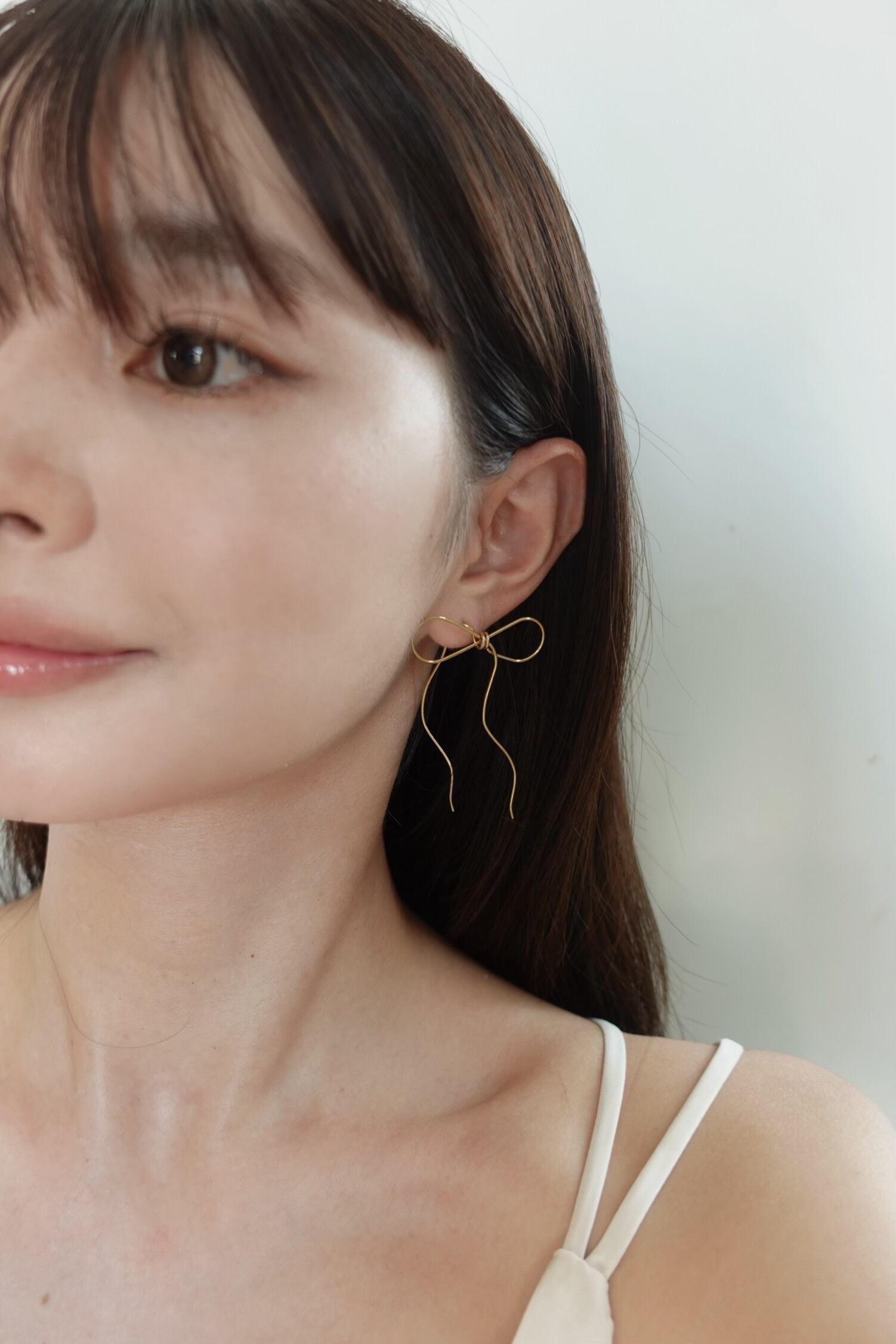 put in ribbon pierce / gold | 金属アレルギー対応のアクセサリー