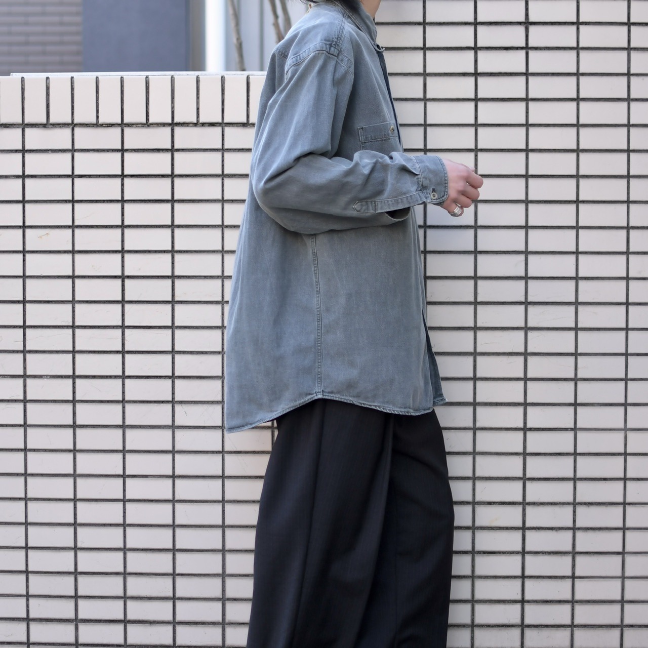 marlboro classics yarn-dye fade color denim shirt