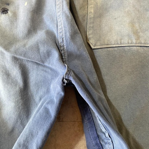 50-60s サンフェード パッチワーク フレンチワーク ブルー パンツ W35 詳細写真14