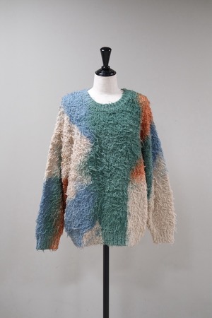 【Kota Gushiken】Tie-Dye Fluffy Pullover -Blue-