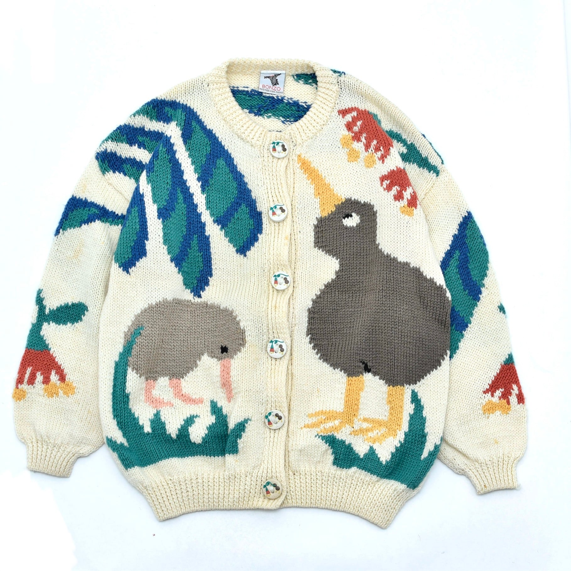 Made in NZ BONZO full pattern cardigan | 古着屋 grin days memory