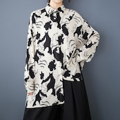 モノトーン アート プリント シャツ 00057