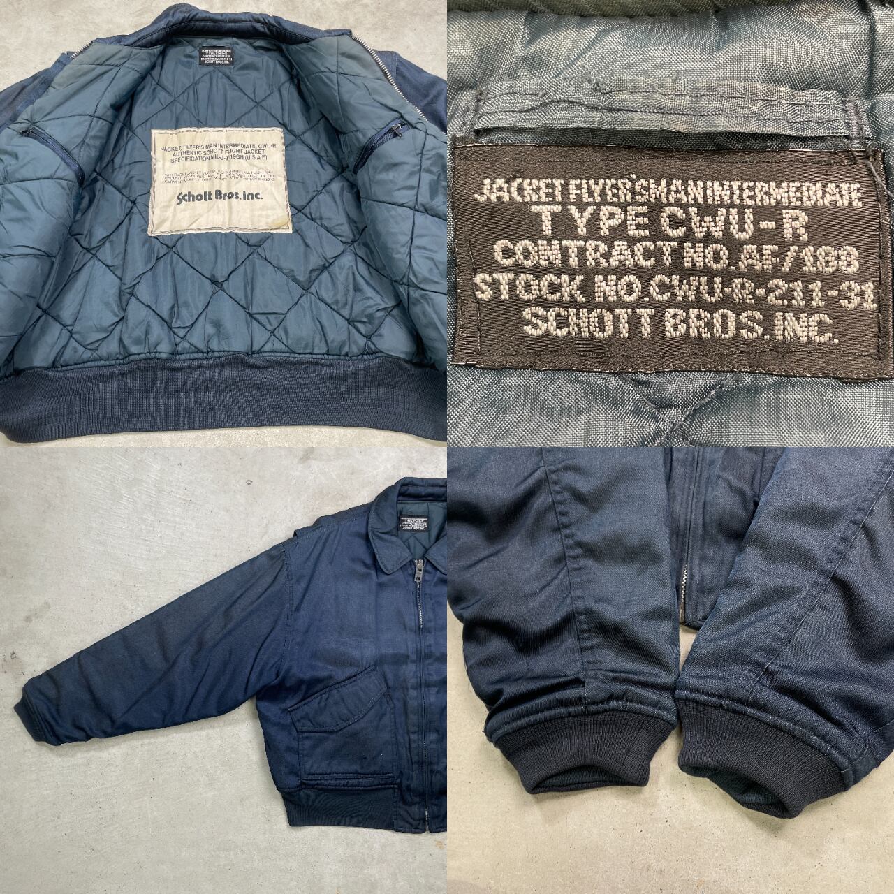 Schott ショット A-2 ヴィンテージ キルティング フライトジャケット Schott A-2 レザー フライトジャケット ボアライナー 襟ボア付き