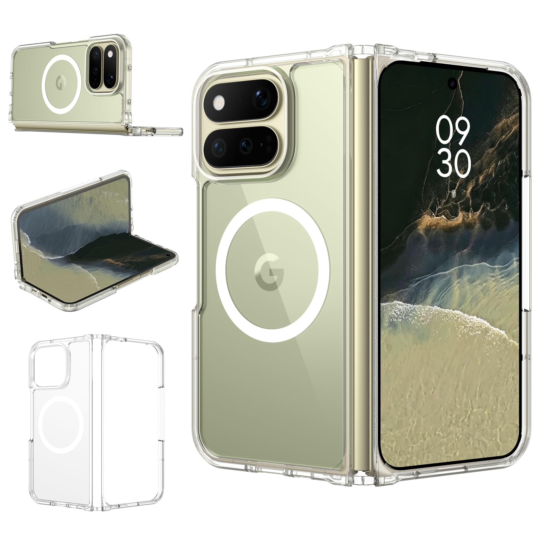 DOMAVER Google Pixel 11 Pro Fold ケース Pixelsnap対応 全透明 レンズ保護 強化PC背面 6.5" クリア