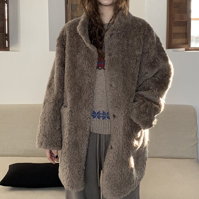 スタンドカラーファーミディコート [am03585]