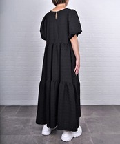 【直営限定ITEM】パフスリーブティアードワンピース　CQ-48011H