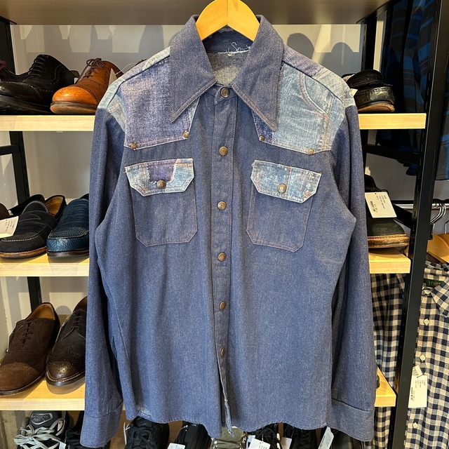 1970'S PATCHWORK DENIM SHIRT
